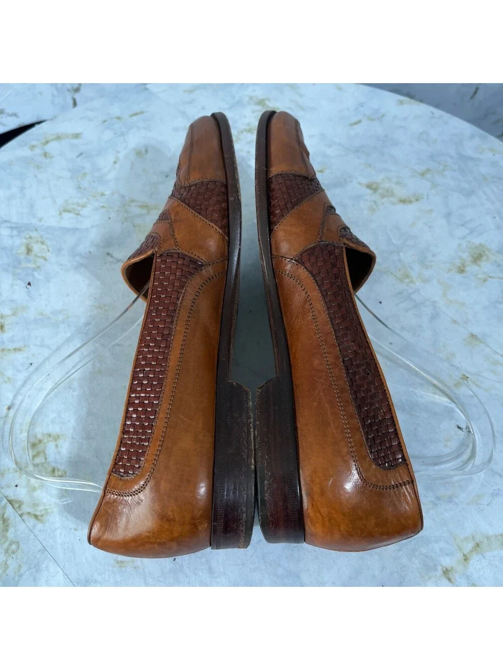 Bruno Magli Mens Size 9.5M Shoes Brown Leather Woven Comfort Moc Penny Loafers